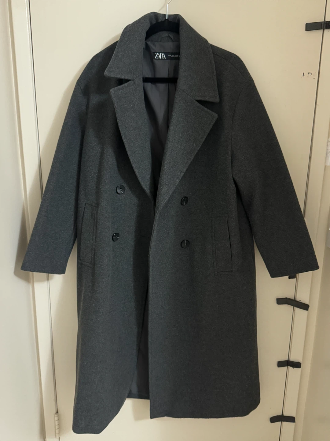 Zara Grey Double-Breasted Wool Blend Coat - photo 2