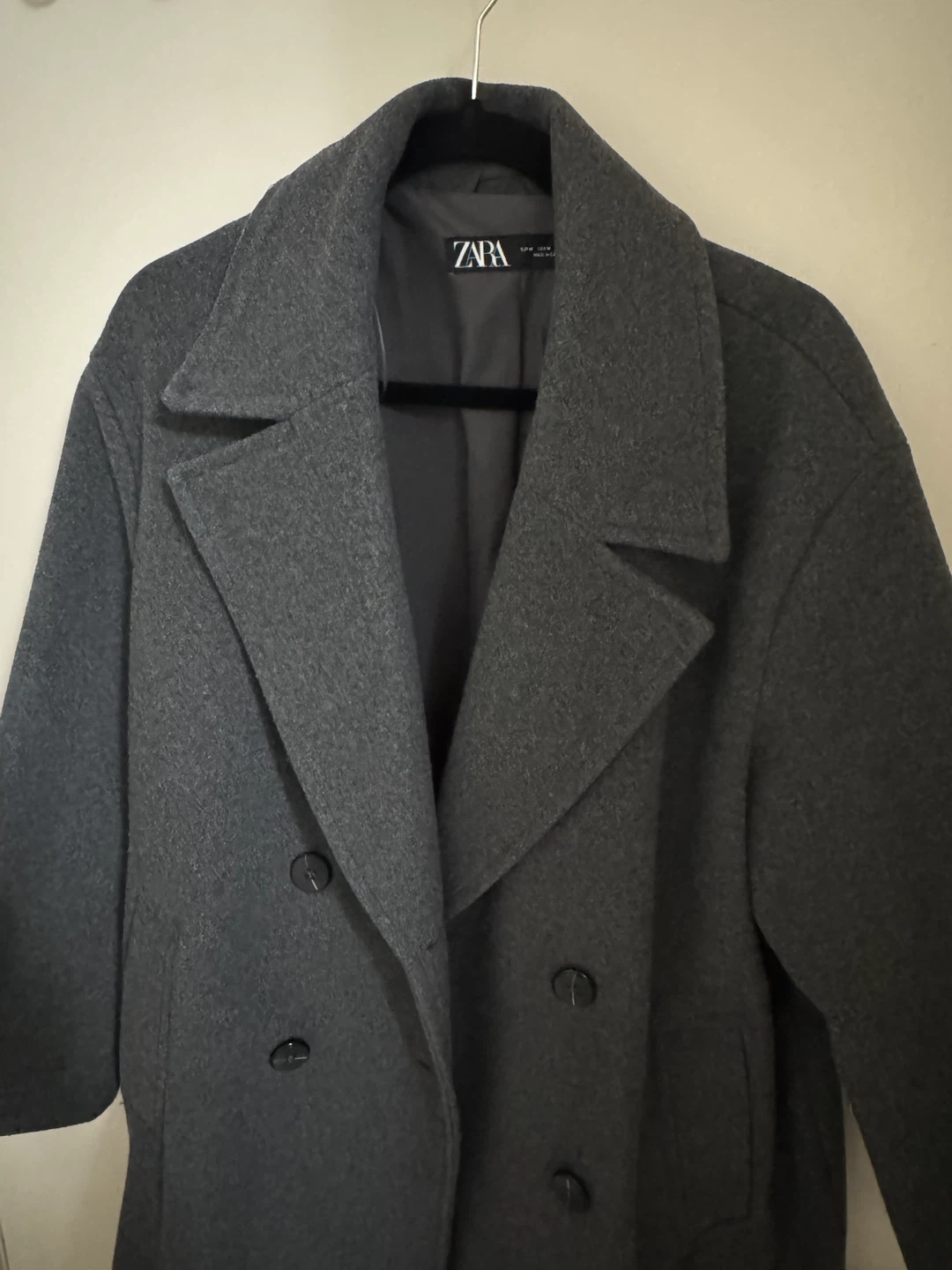 Zara Grey Double-Breasted Wool Blend Coat - photo 4