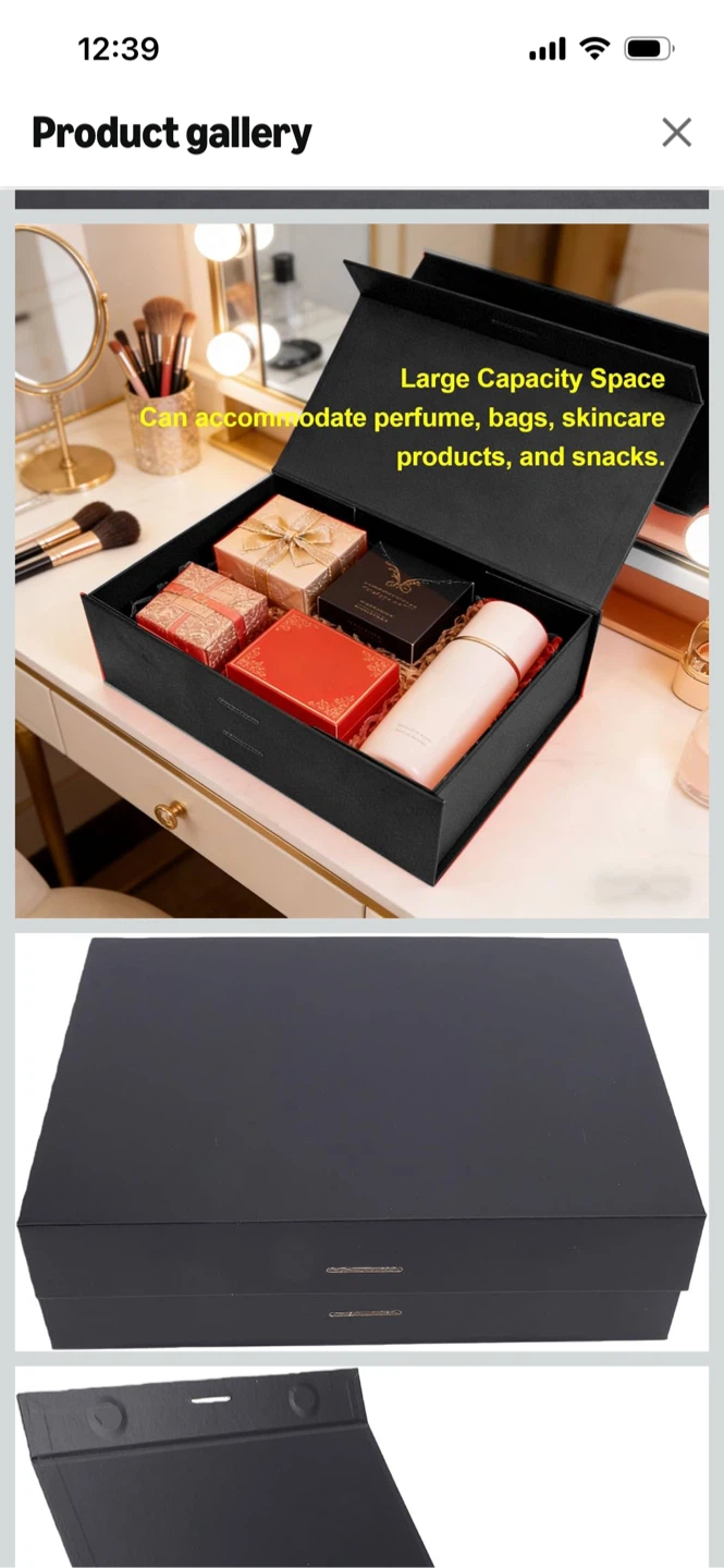 New- 5 pack magnetic Black Gift Box with Ribbon