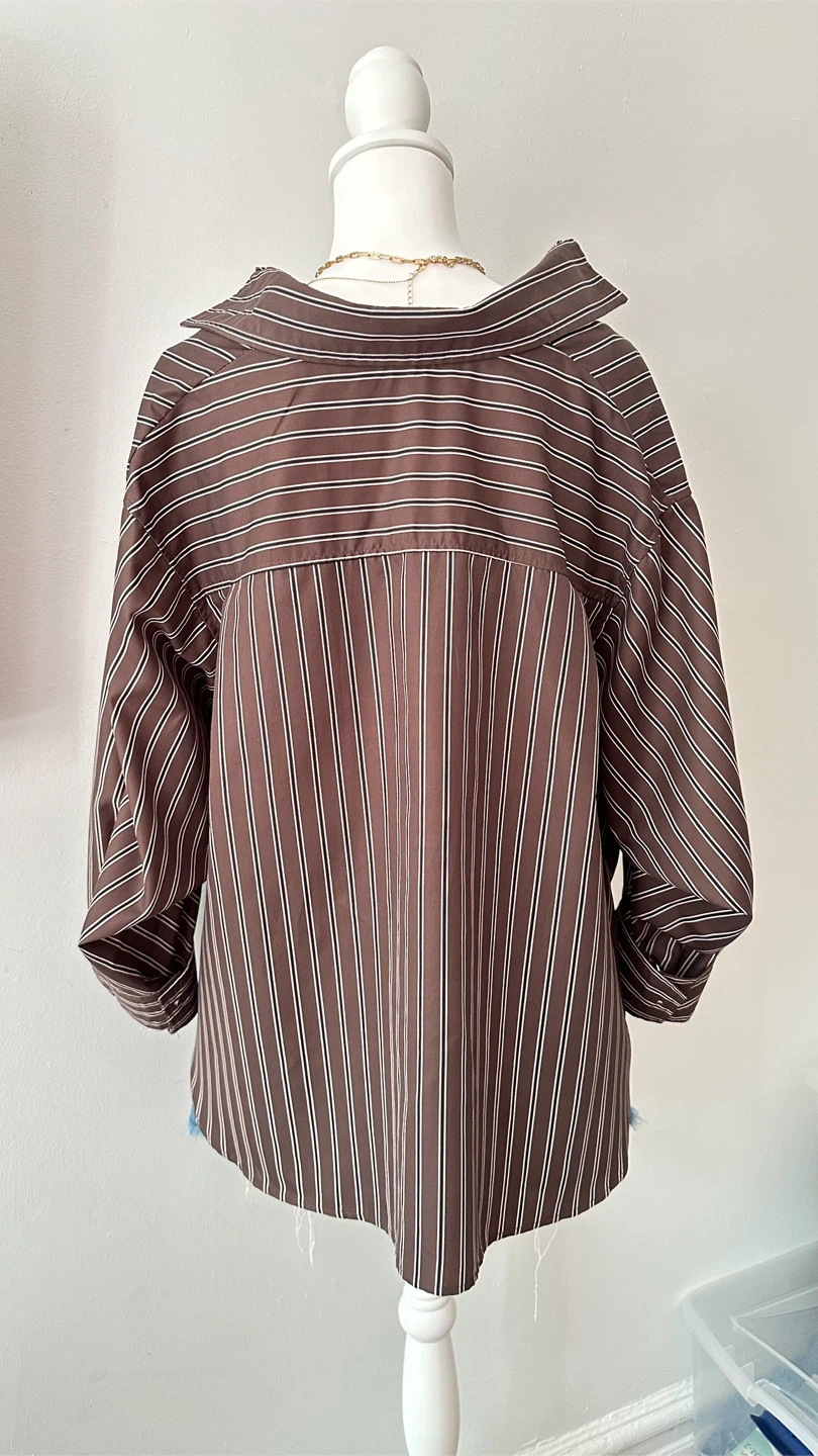 Striped oversized Shirt M-L brown with white stripes - photo 4