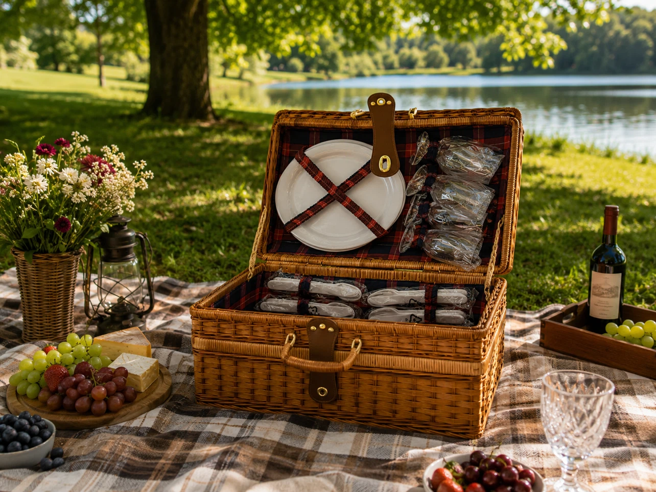 Wicker Picnic Basket Set