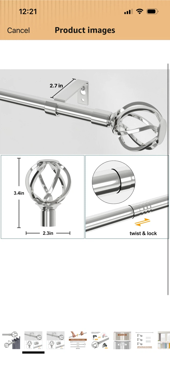 Silver Decorative Curtain Rod