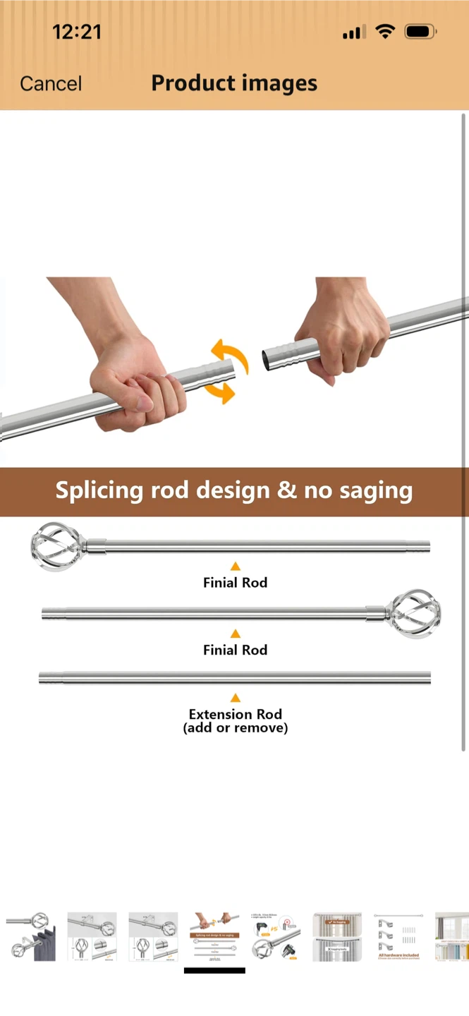 Silver Decorative Curtain Rod - photo 3