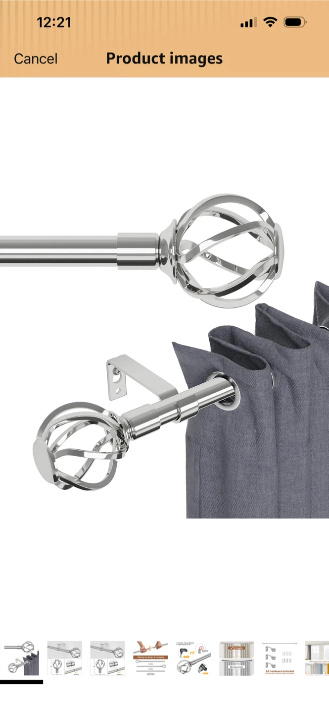 Silver Decorative Curtain Rod - photo 4