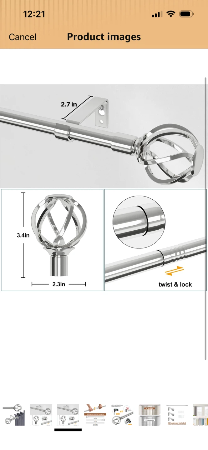 Silver Decorative Curtain Rod - photo 5