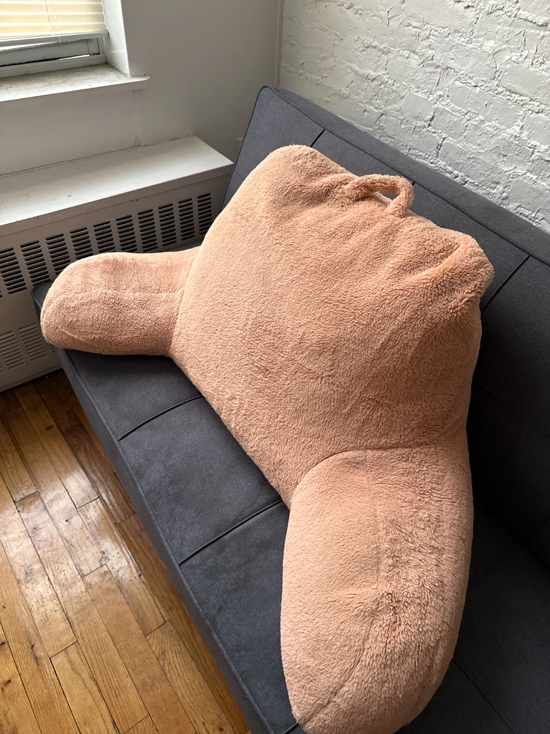 Fuzzy Backrest Pillow with Arms - photo 2
