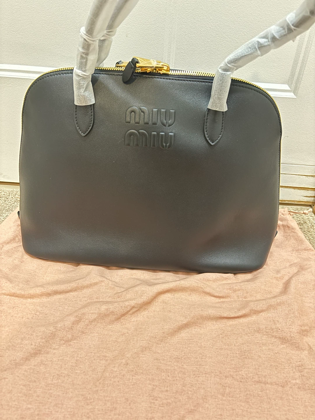 MlU black Leather Satchel Handbag - photo 2