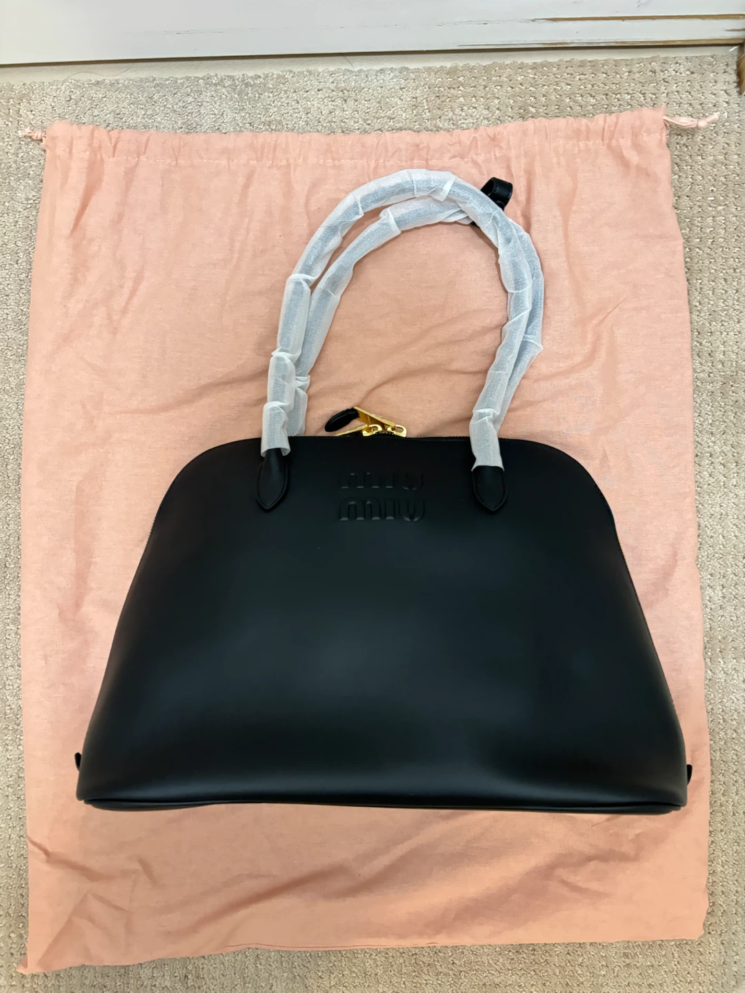 MlU black Leather Satchel Handbag - photo 3