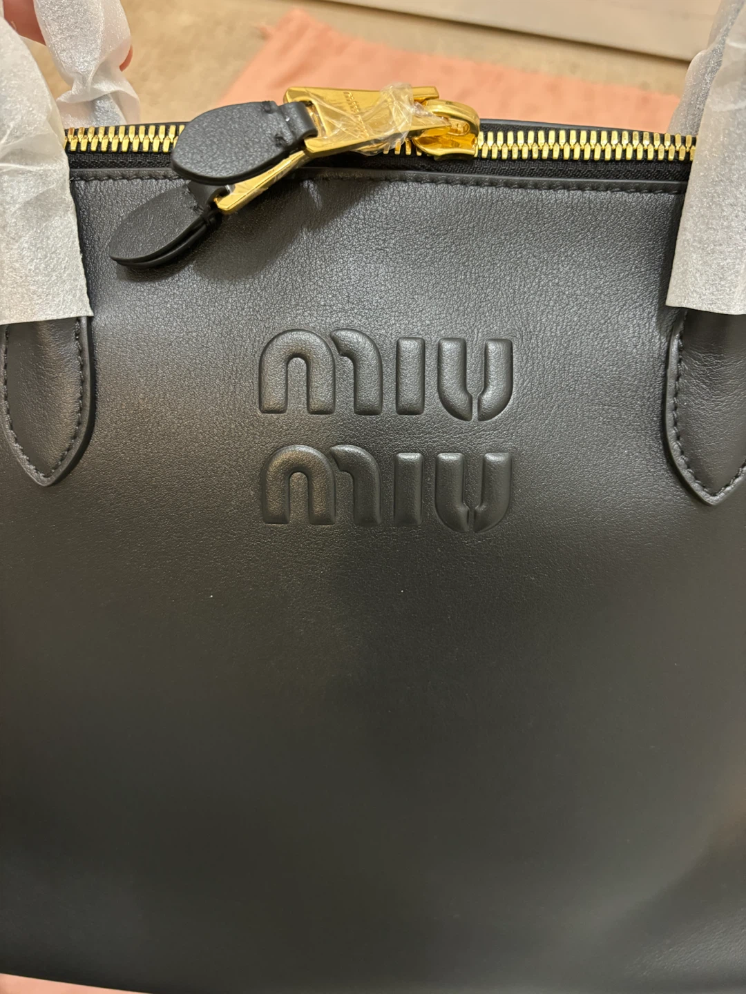 MlU black Leather Satchel Handbag - photo 5