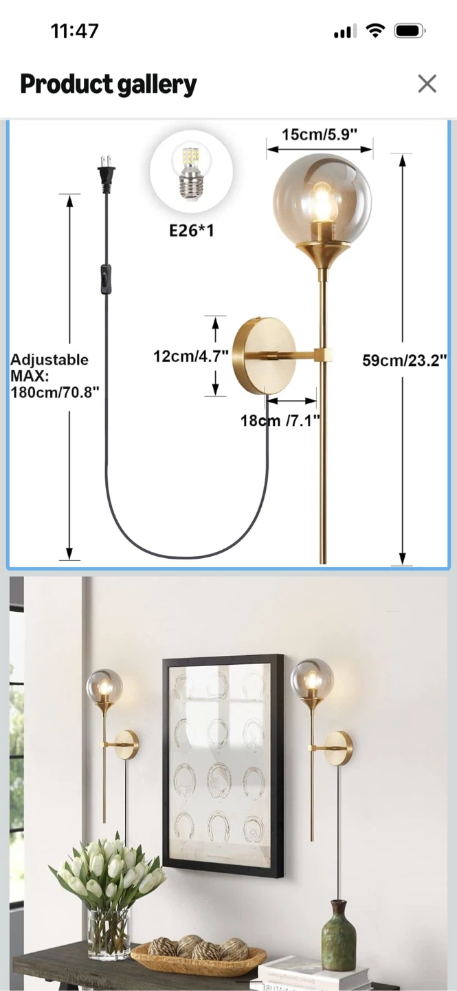 New-BOKT Mid Century Smoke  Wall Light Sconce - Set of 2 - photo 2