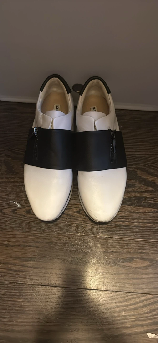 Karl Lagerfeld White and Black Slip-On Sneakers