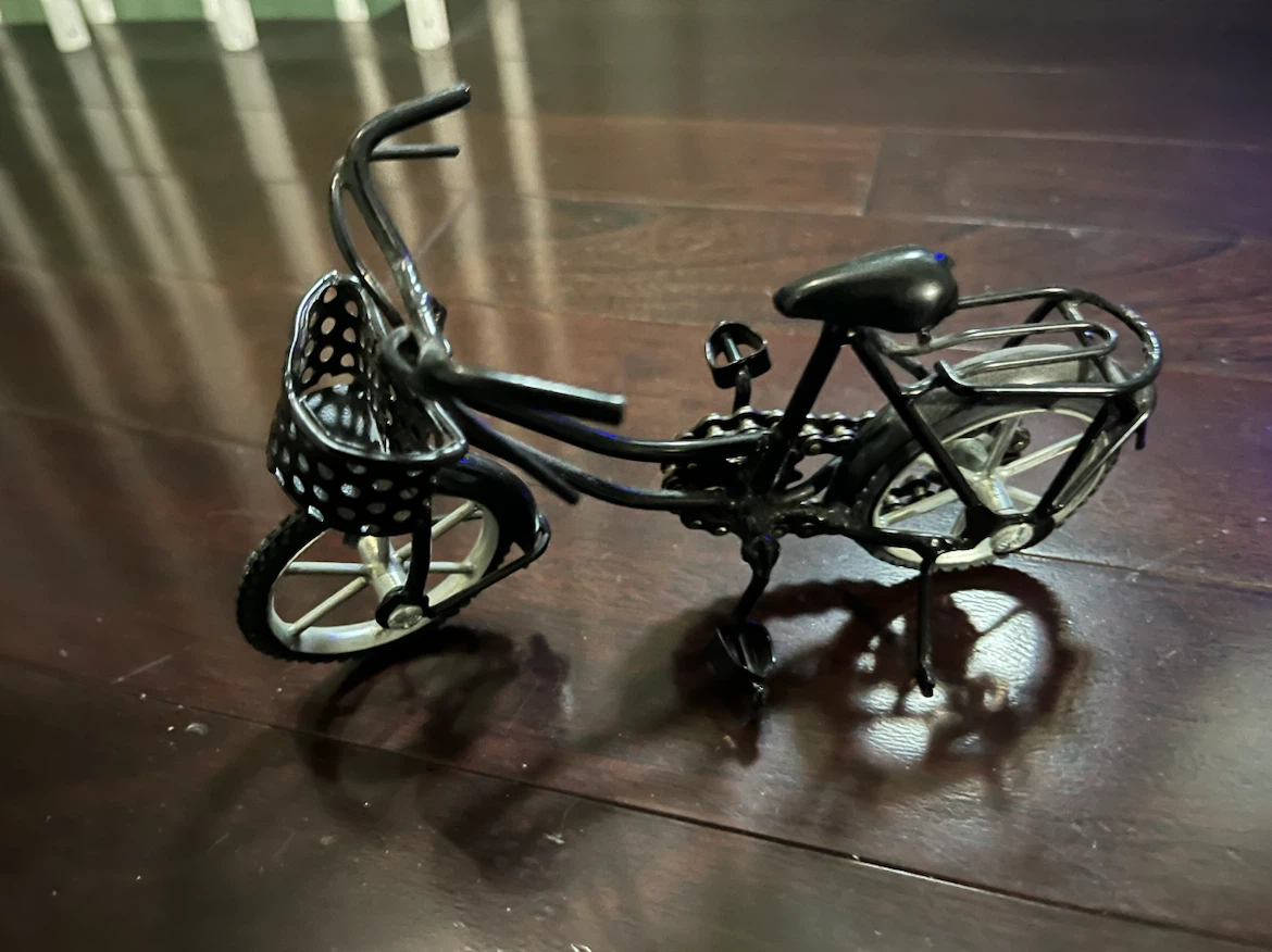 Miniature Metal Bicycle with Basket