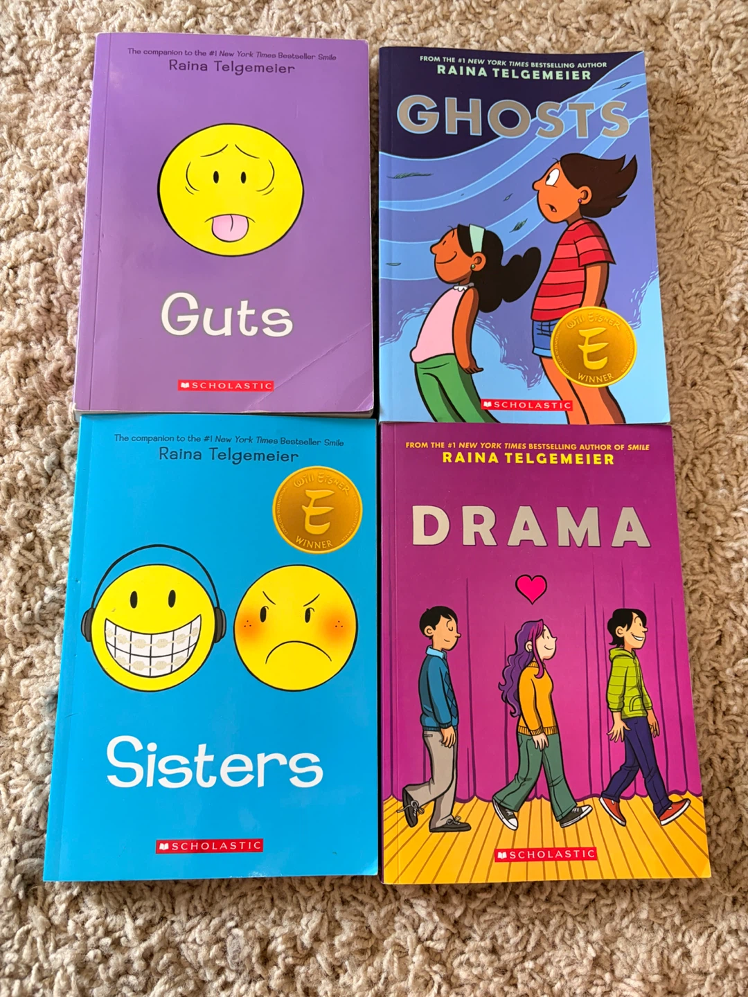 Raina Telgemeier Graphic Novels (Guts, Ghosts, Sisters, Drama)
