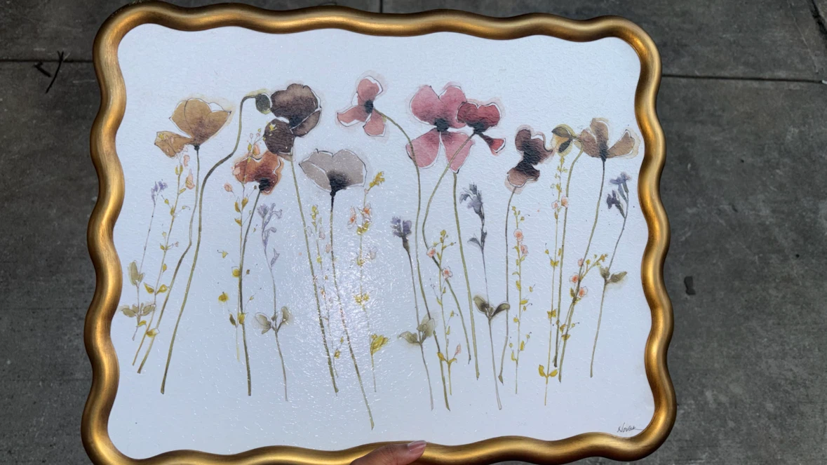 Decorative Tray with Floral Art