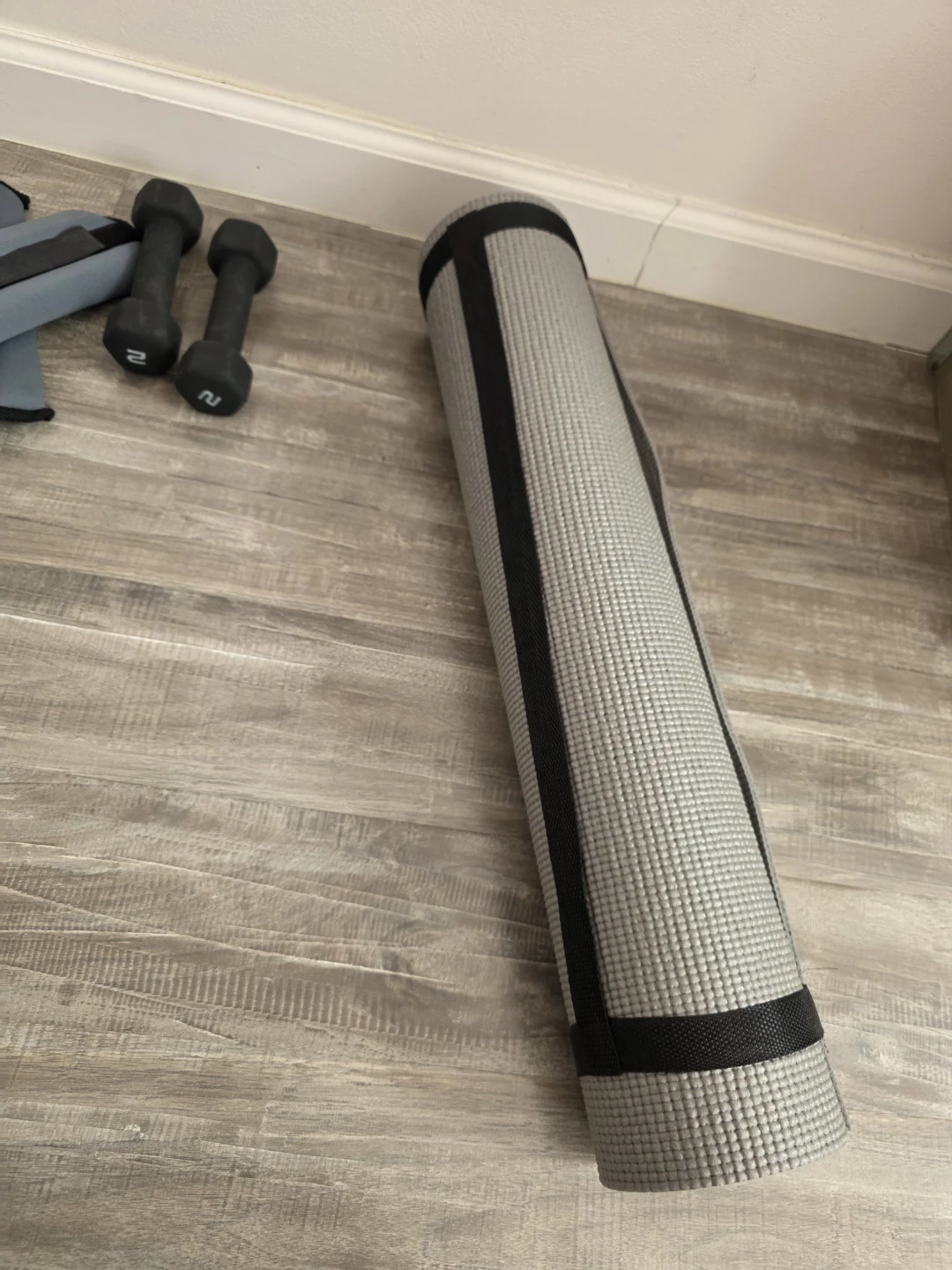 Gray Exercise Yoga Mat with Strap - photo 2