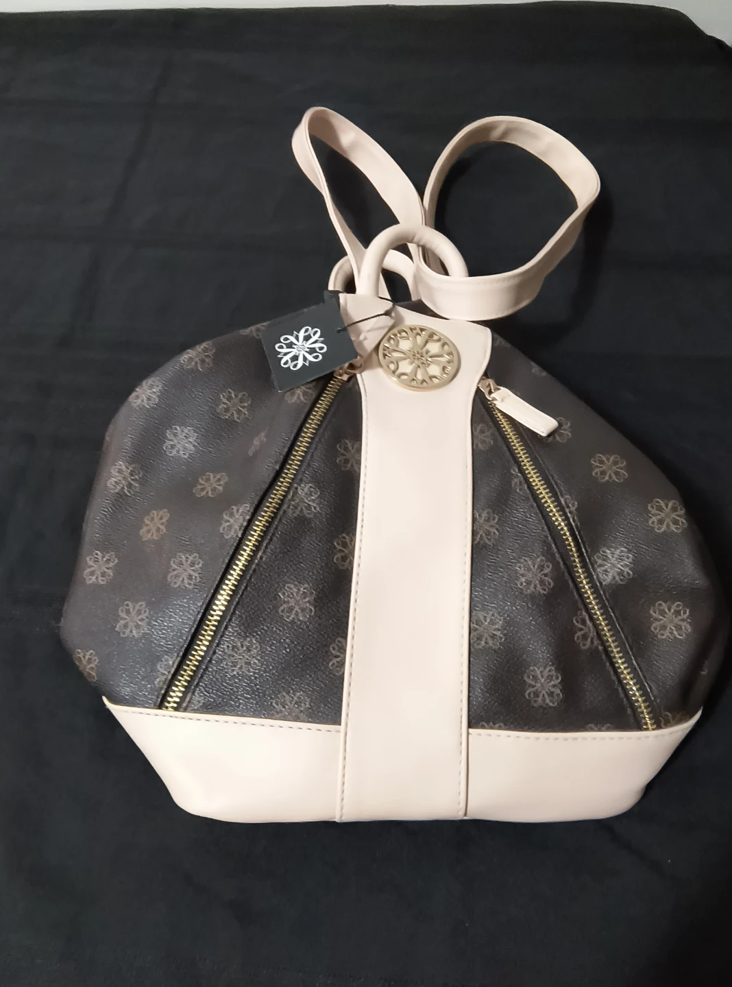 Brown floral print backpack purse - photo 3