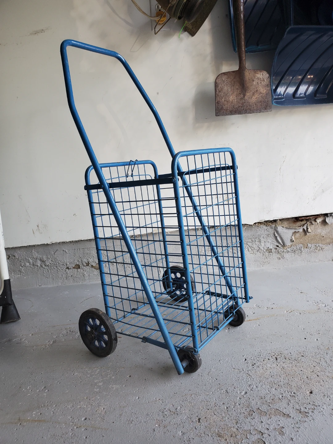Blue Rolling Shopping Cart