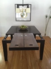 Dark solid Wood Dining Table with Extension, amd 6 chairs - photo 2