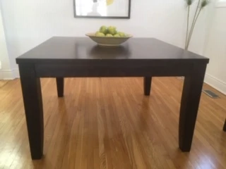 Dark solid Wood Dining Table with Extension, amd 6 chairs - photo 4