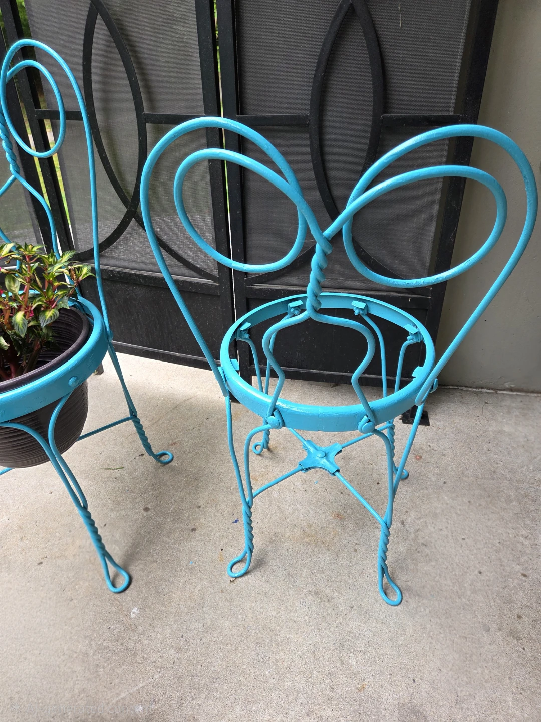 Decorative Turquoise Iron Chair Garden Planters - photo 4