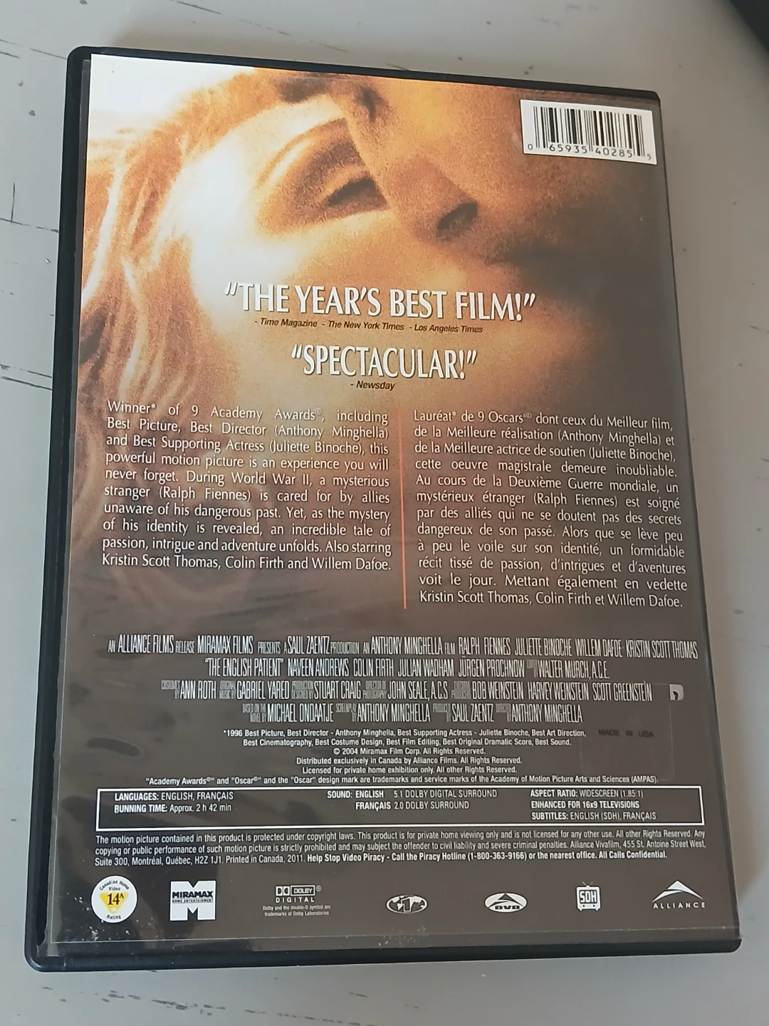 The English Patient DVD - photo 3