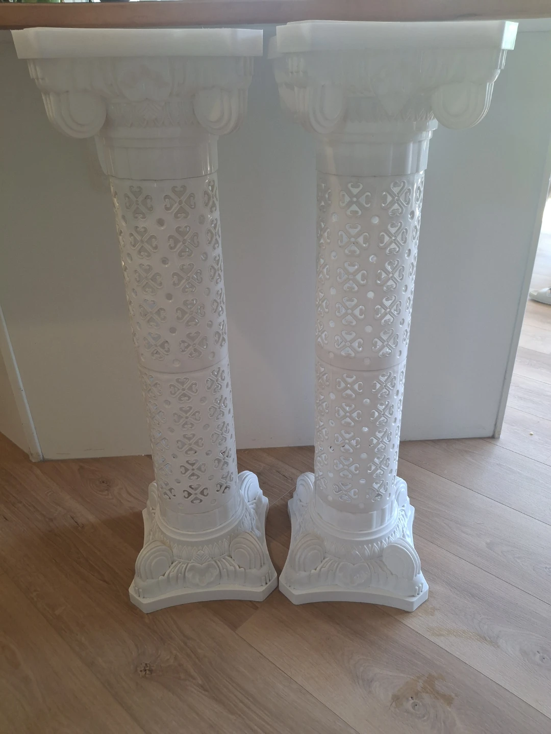 White Decorative Pedestal Pillars - Pair