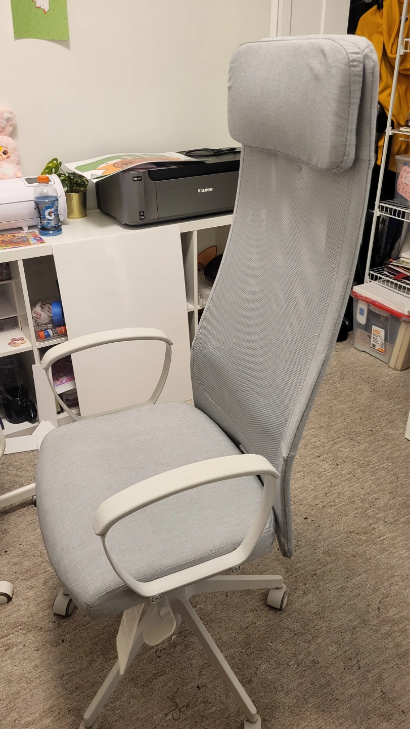 Grey Office Chair with Headrest