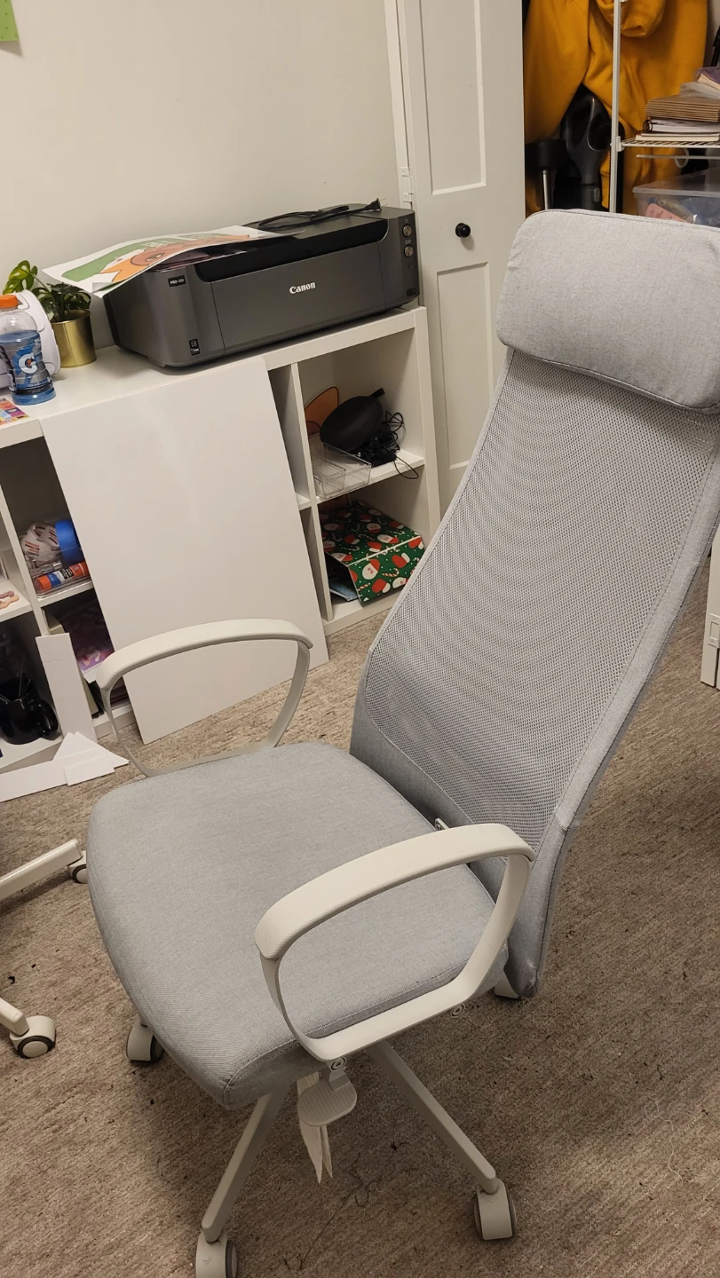 Grey Office Chair with Headrest - photo 2