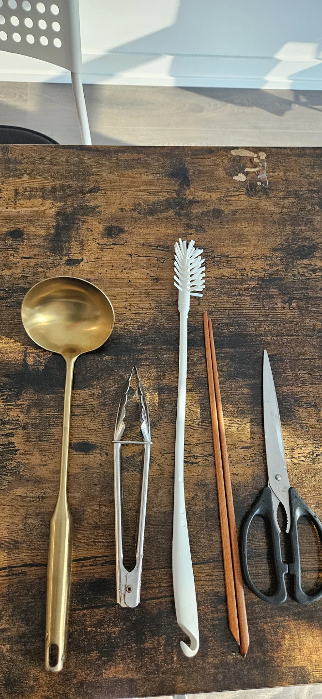All in this price! :  Ladle, Tongs, Chopsticks, Brush, Scissors