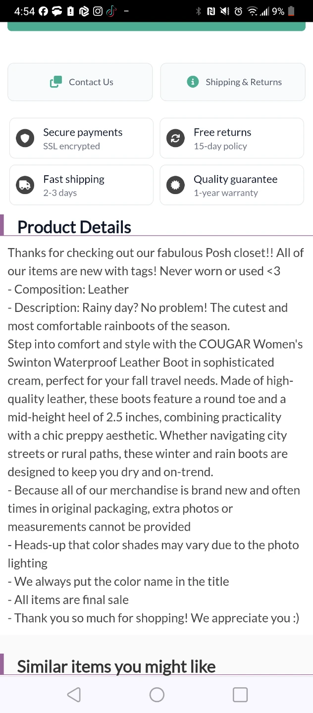Cougar Woman's Swinton Leather Waterproof Boots - Like New - photo 5