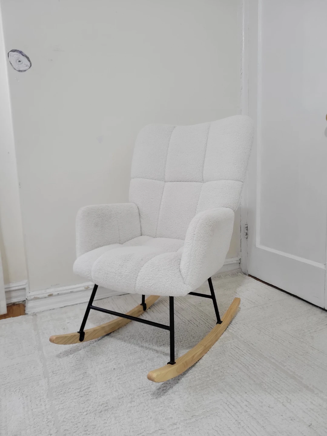 White Teddy Fleece Rocking Chair