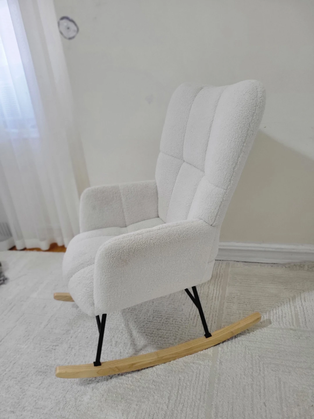 White Teddy Fleece Rocking Chair - photo 3