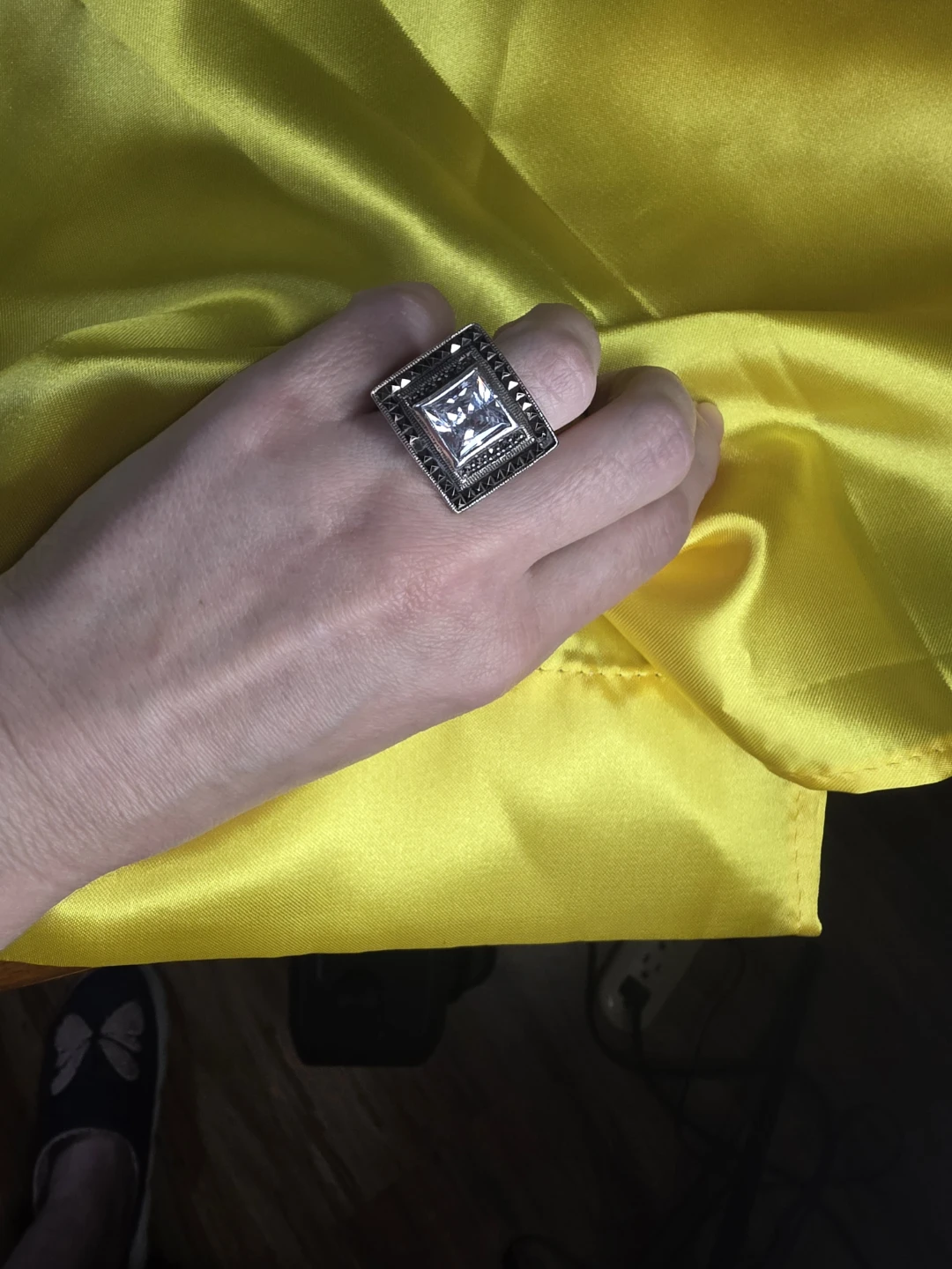 Jewellery silver ring with cubic zirconia