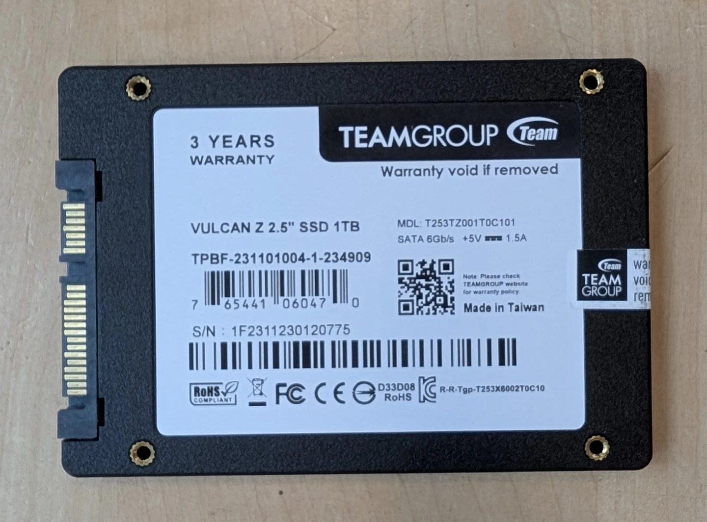 TeamGroup Vulcan Z 2.5" SSD 1TB