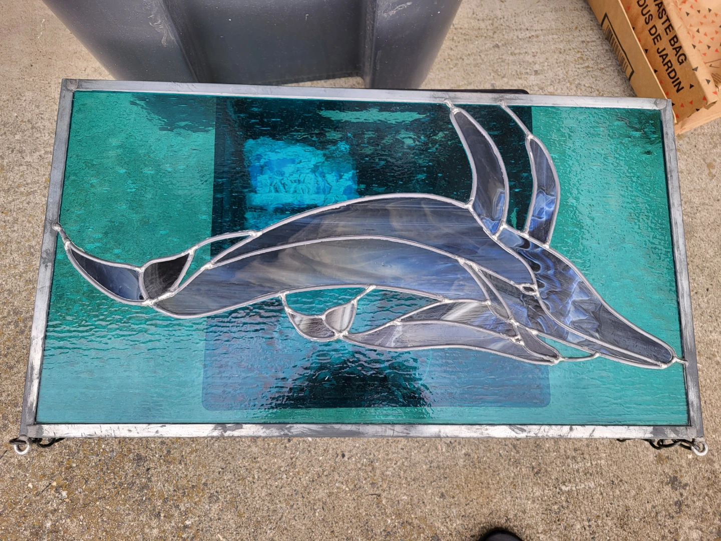 Stained Glass Dolphin Panel