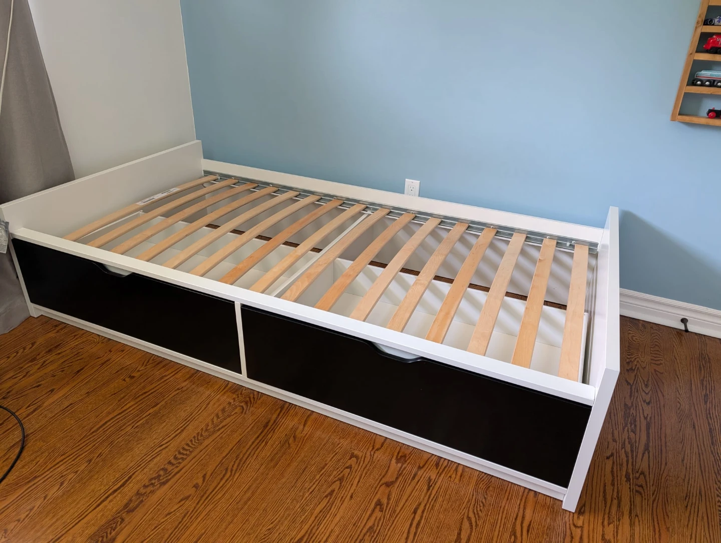 White Single Bed Frame with 2 Storage Drawers