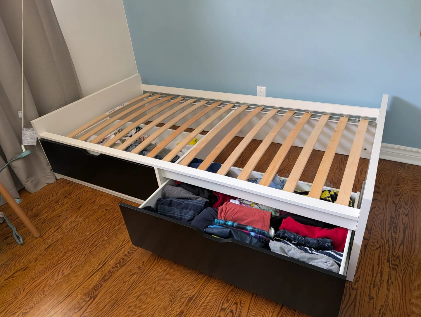 White Single Bed Frame with 2 Storage Drawers - photo 3