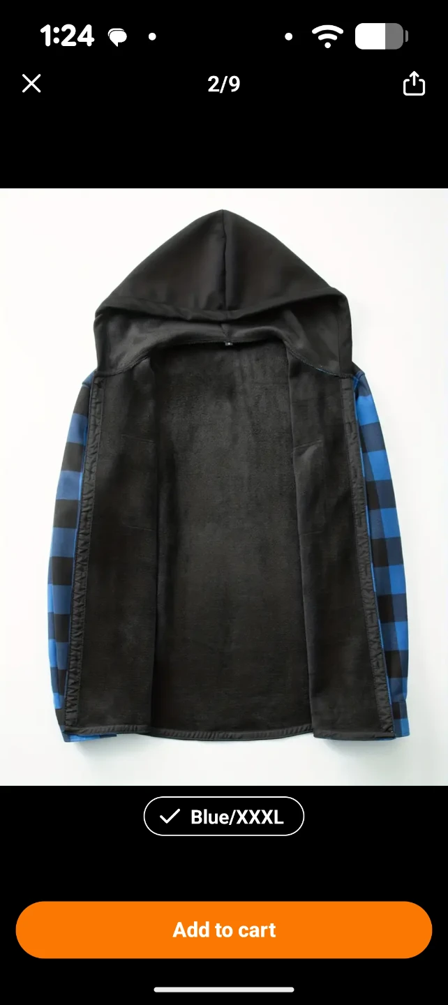 Buffalo Blue Plaid Hooded Flannel Jacket