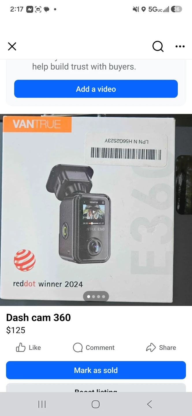 Vantrue E360 360 Dash Cam