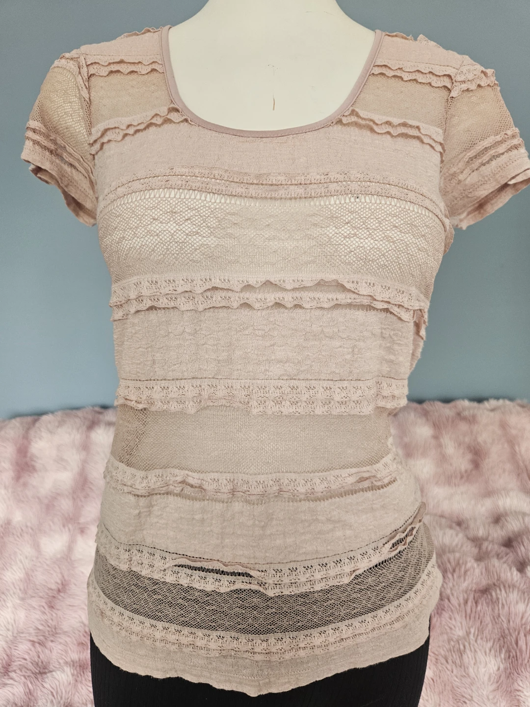 pink mesh stripped top - photo 3
