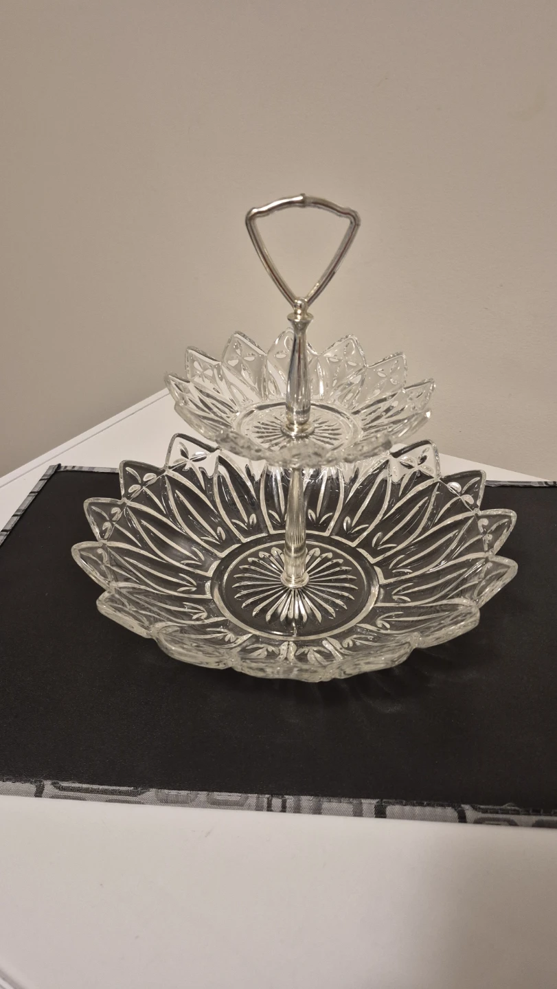 2-Tier Clear Glass Dessert Stand