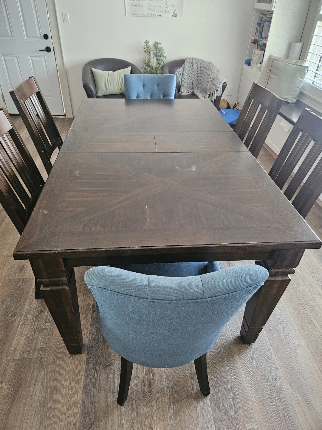 Dark Wood Dining Table with Extension Leaves - photo 2