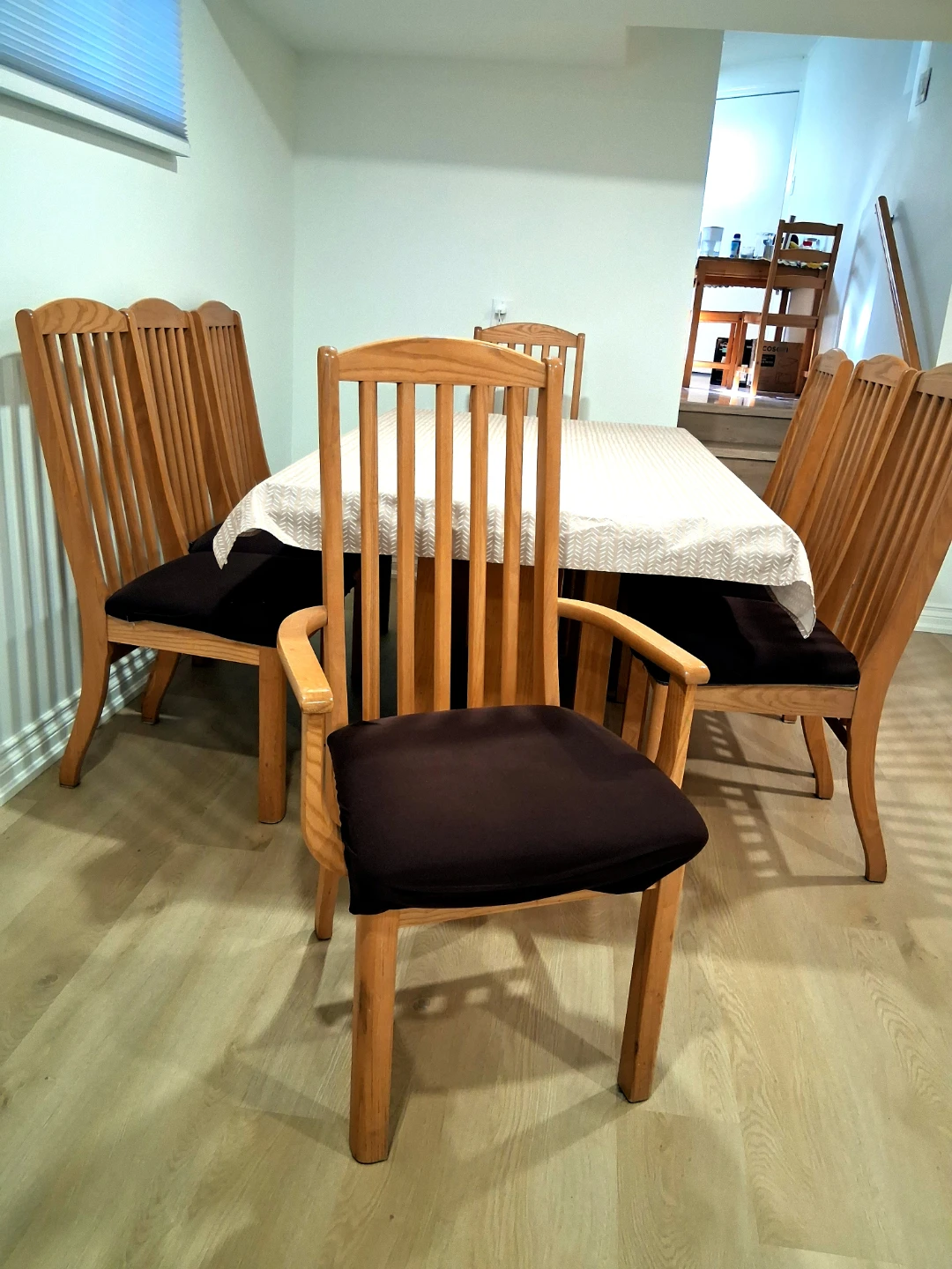 Solid Wood Dining Table Set – Seats 8 (6 Chairs + 2 Armchairs)