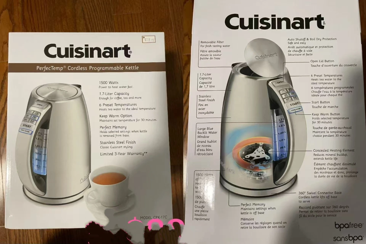 Cuisinart PerfecTemp Cordless Programmable Kettle CPK-17C