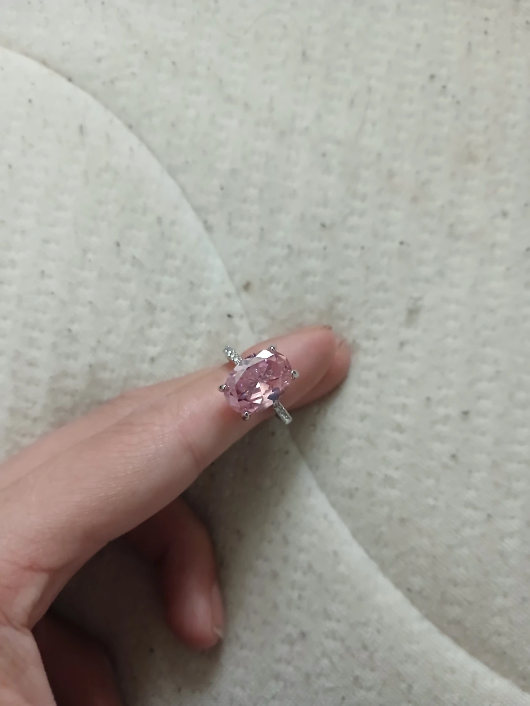 925 Silver & Pink & White 5A Zirconia Ring