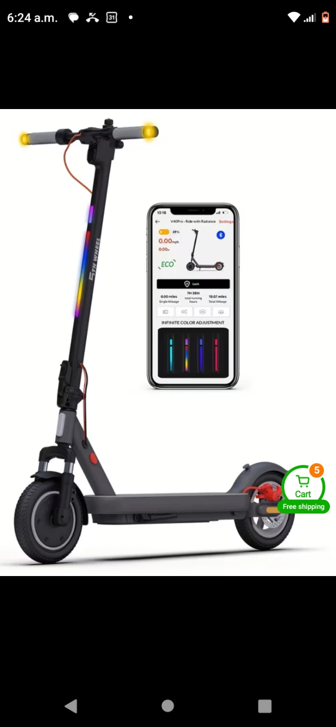 5TH WHEEL V40Pro Electric Scooter with Infinite Color Adjustment