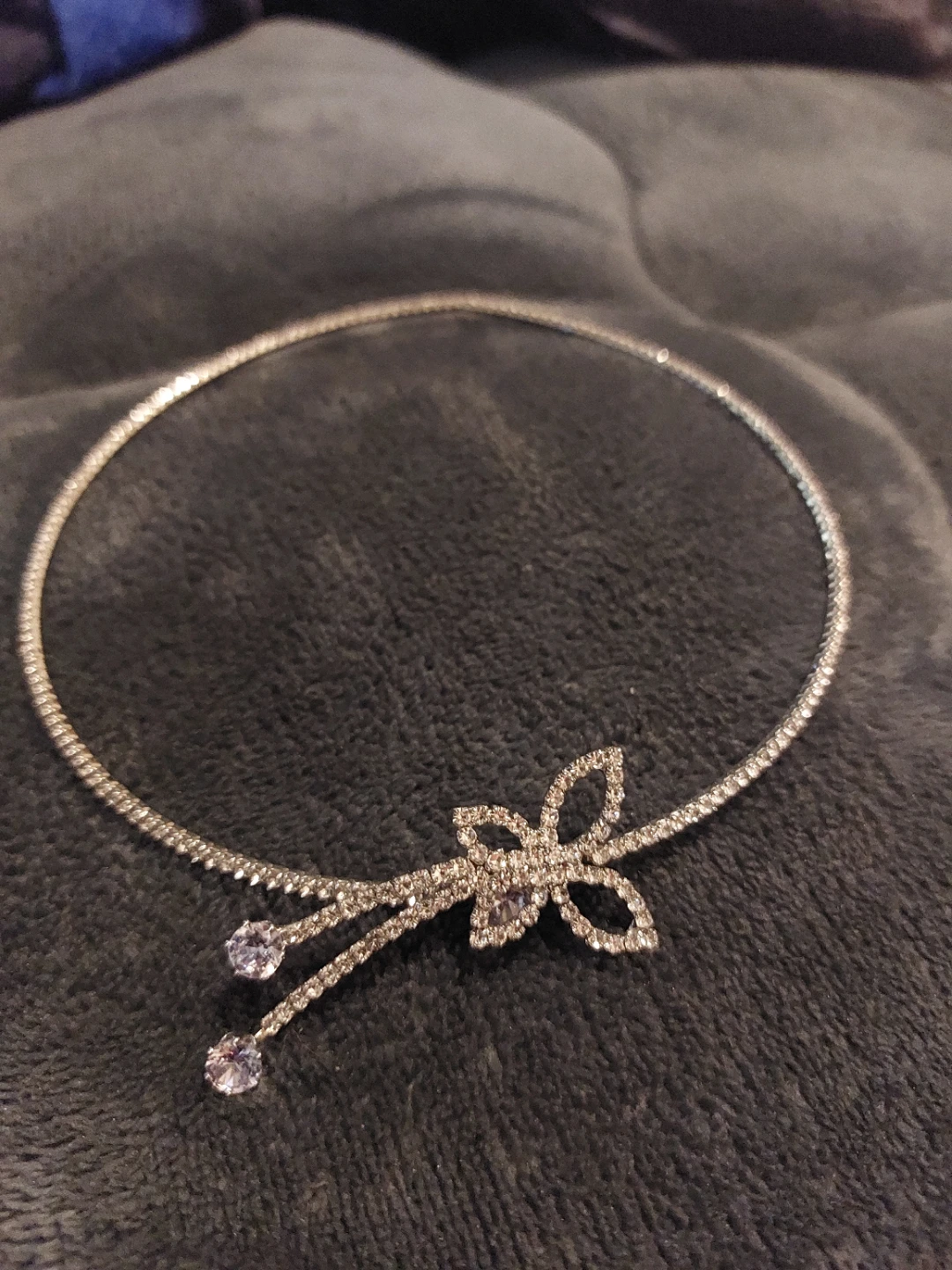 Sparkly Choker Necklace with Butterfly Design