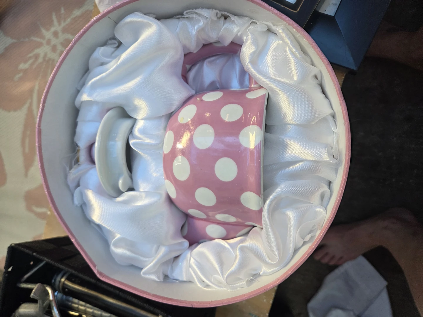 Pink Polka Dot Teacup and Saucer Set in Gift Box