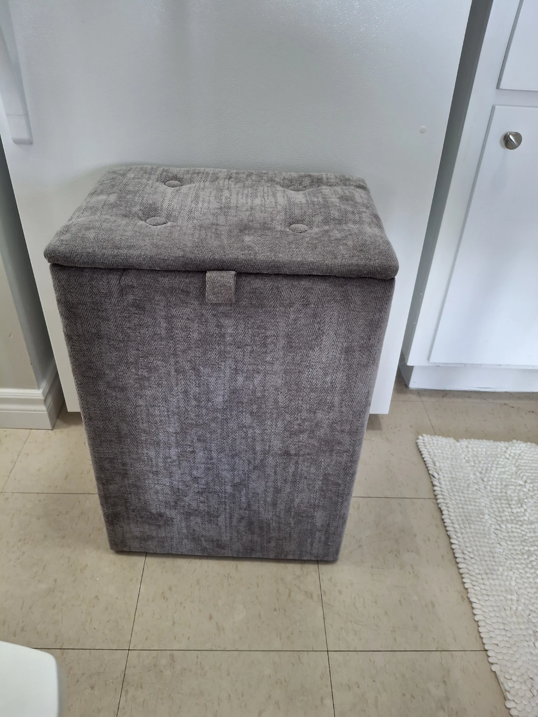 Grey Upholstered Storage Ottoman