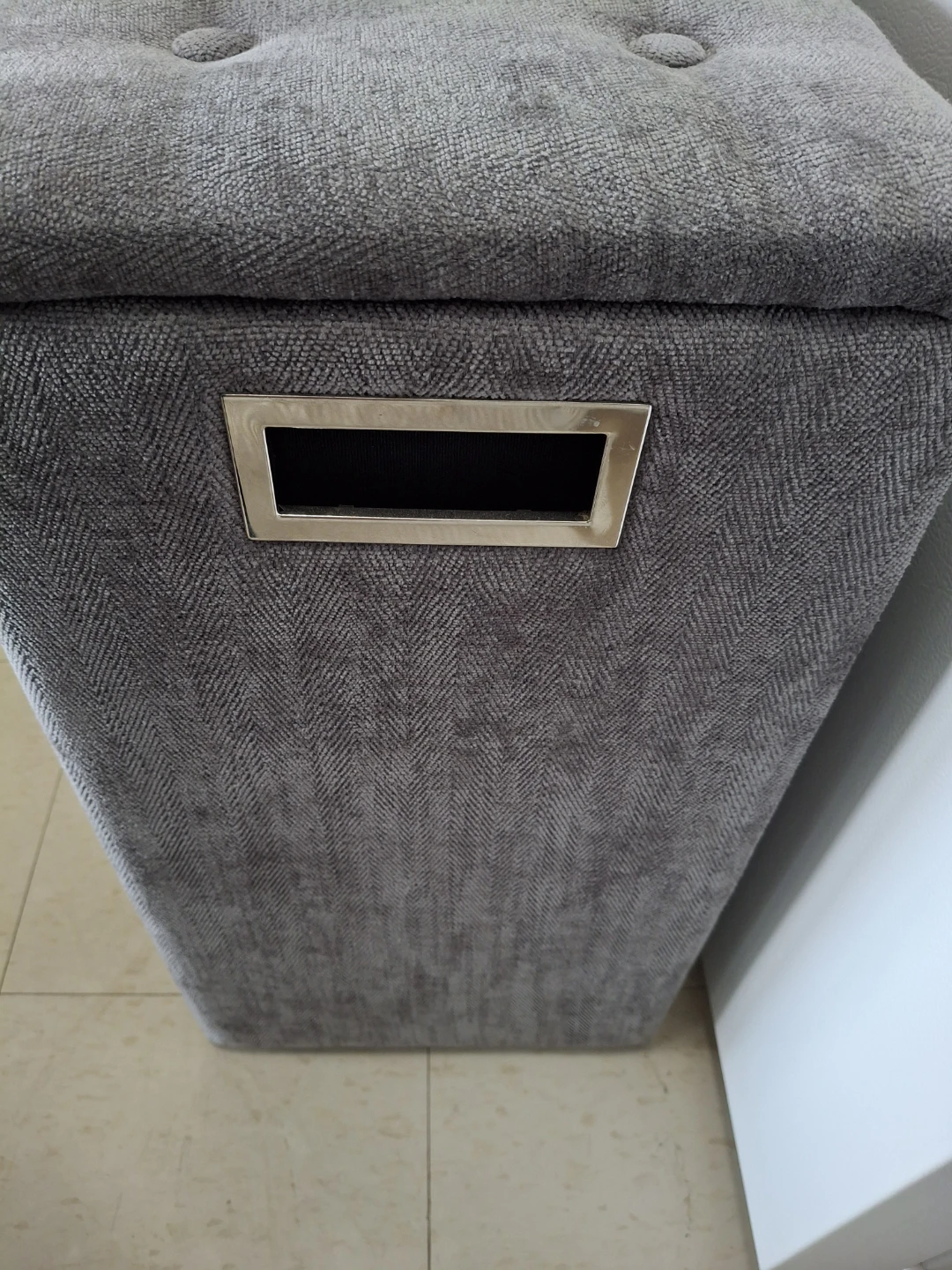 Grey Upholstered Storage Ottoman - photo 2